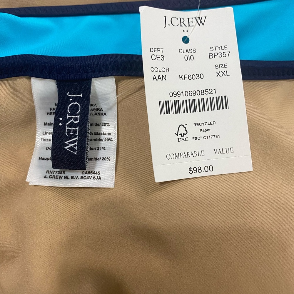 J. Crew Factory Colorblock One‎ Shoulder Swimsuit Size XXL Minimalist Resort - Picture 9 of 10